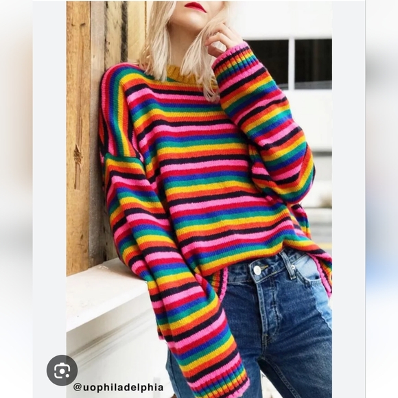 The Ragged Priest Sweaters - The Ragged Priest Rainbow Striped Glow Kit Sweater